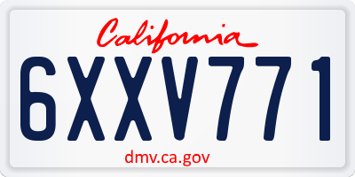 CA license plate 6XXV771