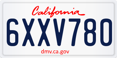 CA license plate 6XXV780