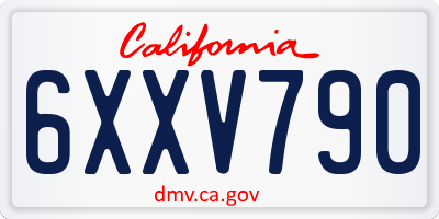 CA license plate 6XXV790