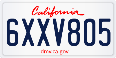 CA license plate 6XXV805