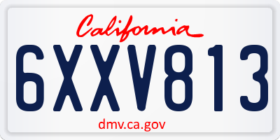 CA license plate 6XXV813