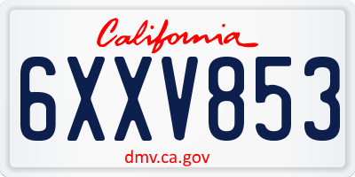 CA license plate 6XXV853