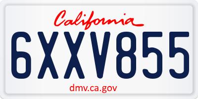 CA license plate 6XXV855