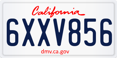 CA license plate 6XXV856