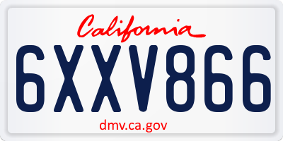 CA license plate 6XXV866