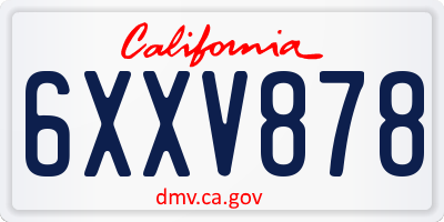 CA license plate 6XXV878