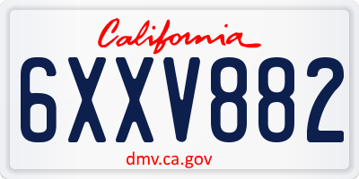 CA license plate 6XXV882