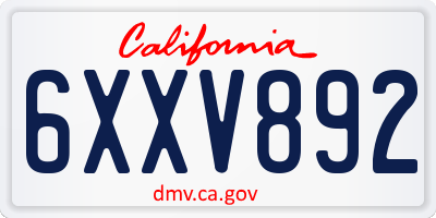 CA license plate 6XXV892