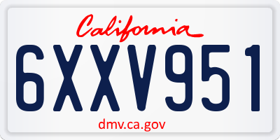 CA license plate 6XXV951
