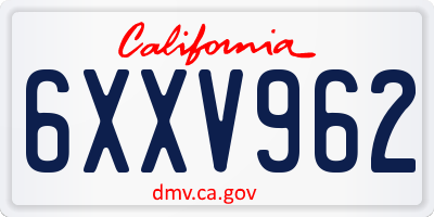 CA license plate 6XXV962