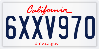 CA license plate 6XXV970