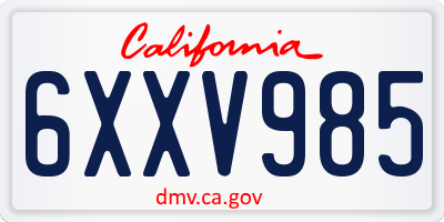 CA license plate 6XXV985