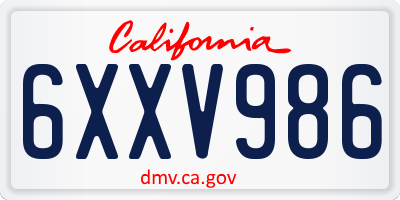 CA license plate 6XXV986