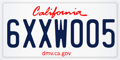 CA license plate 6XXW005