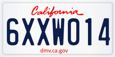 CA license plate 6XXW014