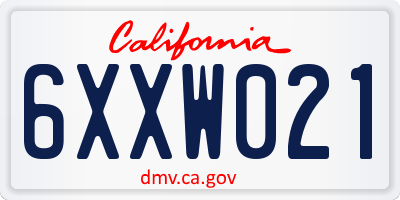 CA license plate 6XXW021