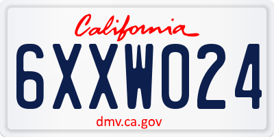 CA license plate 6XXW024