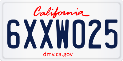 CA license plate 6XXW025