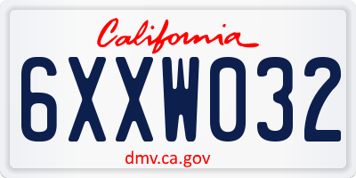 CA license plate 6XXW032