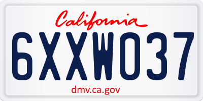 CA license plate 6XXW037