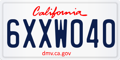 CA license plate 6XXW040