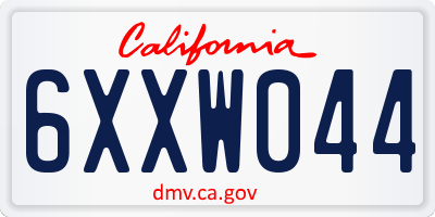 CA license plate 6XXW044