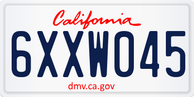 CA license plate 6XXW045