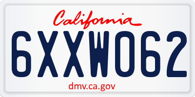 CA license plate 6XXW062