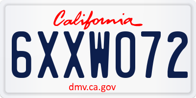 CA license plate 6XXW072
