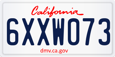 CA license plate 6XXW073