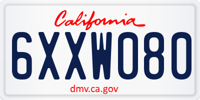 CA license plate 6XXW080