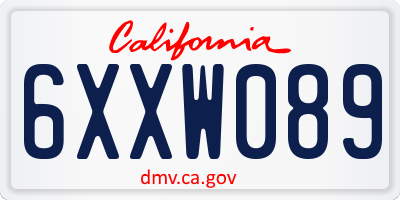CA license plate 6XXW089