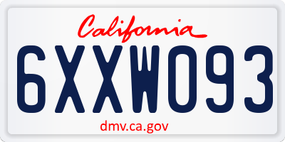 CA license plate 6XXW093