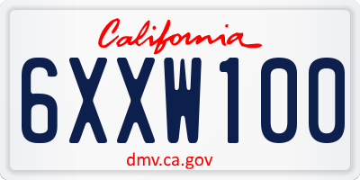 CA license plate 6XXW100
