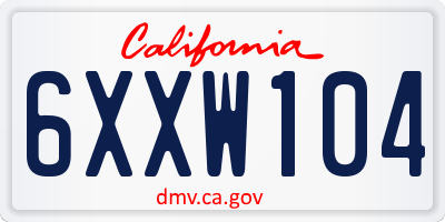 CA license plate 6XXW104