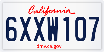 CA license plate 6XXW107