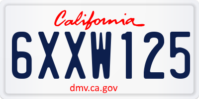 CA license plate 6XXW125