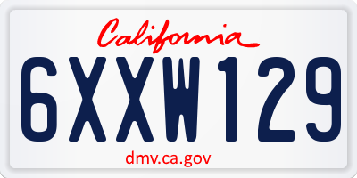 CA license plate 6XXW129