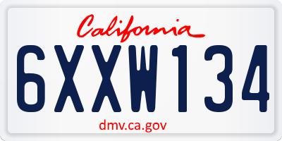 CA license plate 6XXW134