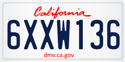 CA license plate 6XXW136