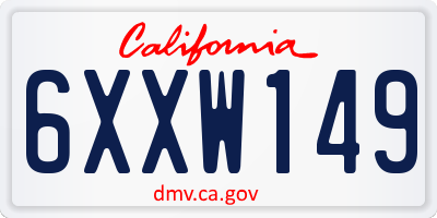 CA license plate 6XXW149
