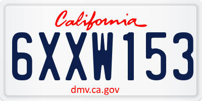 CA license plate 6XXW153