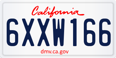 CA license plate 6XXW166