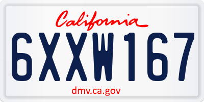 CA license plate 6XXW167