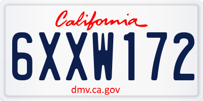CA license plate 6XXW172