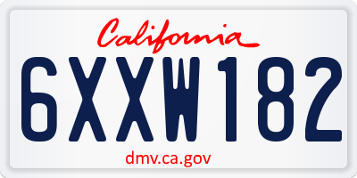 CA license plate 6XXW182