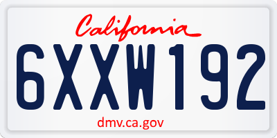 CA license plate 6XXW192
