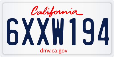 CA license plate 6XXW194