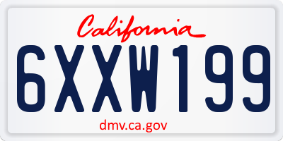 CA license plate 6XXW199