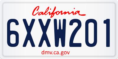 CA license plate 6XXW201
